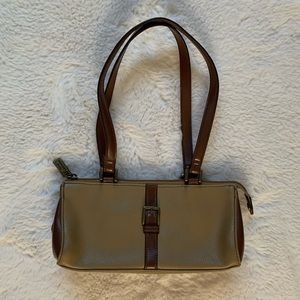 Vintage Mondani 90s/Y2K Brown & Tan Mini Baguette Bag with Belt Buckle Detail